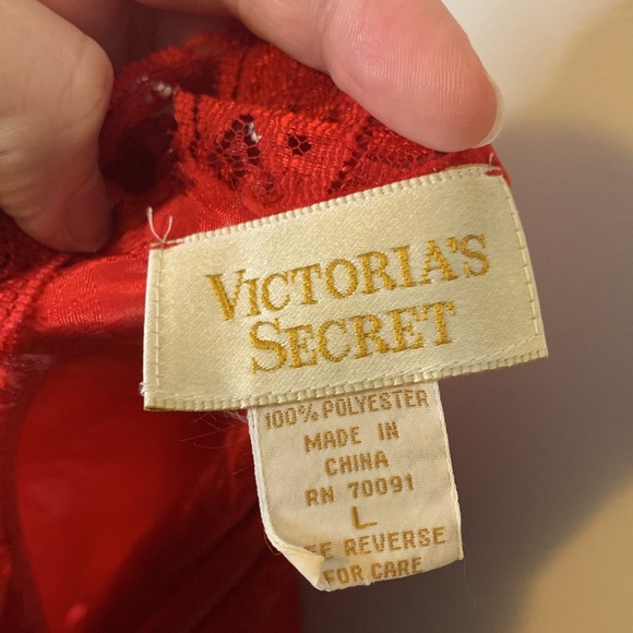 Vintage Victoria's Secret Gold Label Red Lace Slip Dress Size Large - Picture 5 of 6